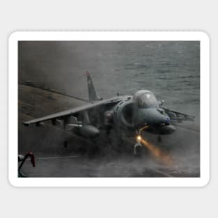 RAF Harrier landing onboard Sticker